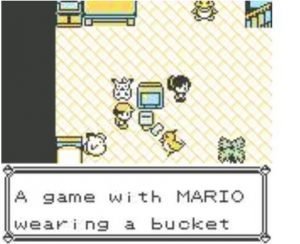 a game with mario wearing a bucket