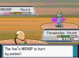 Machop is hurt by poison